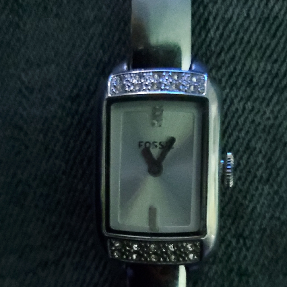 Fossil Women's Silver Watch with Crystal Accents
